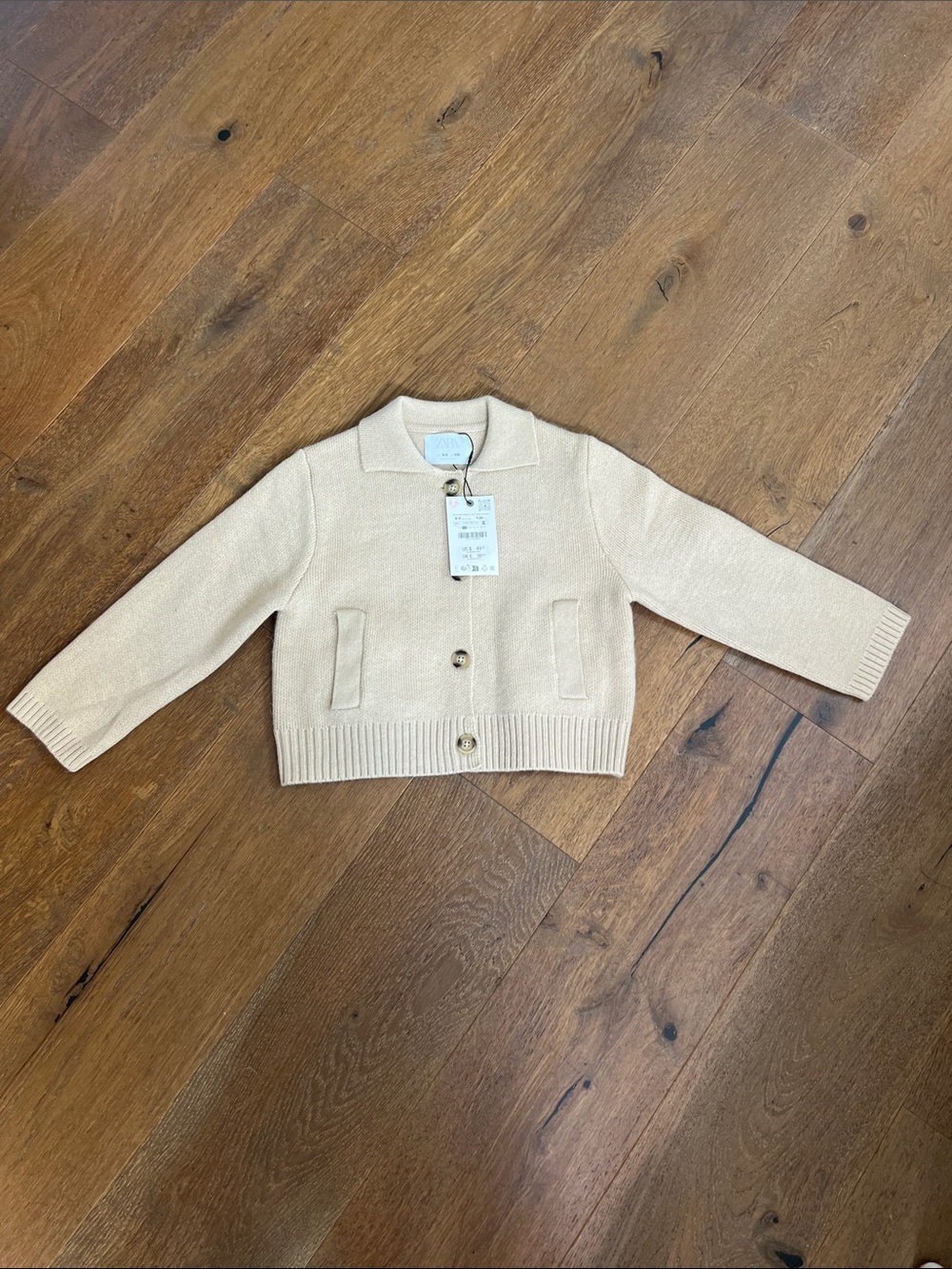 Zara Girls Cream Knit Cardigan Sweater NWT Size 8-9 | back to school